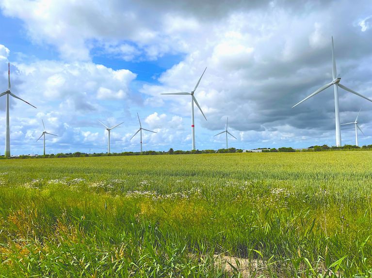 Landschaft mit Windmühlen